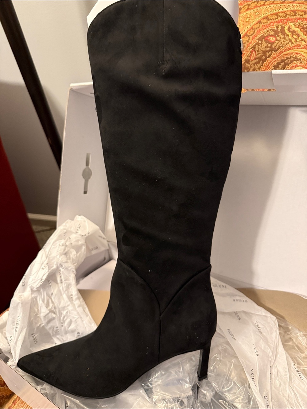 Guess Black Over-the-Knee Pointed Toe Stiletto Boots